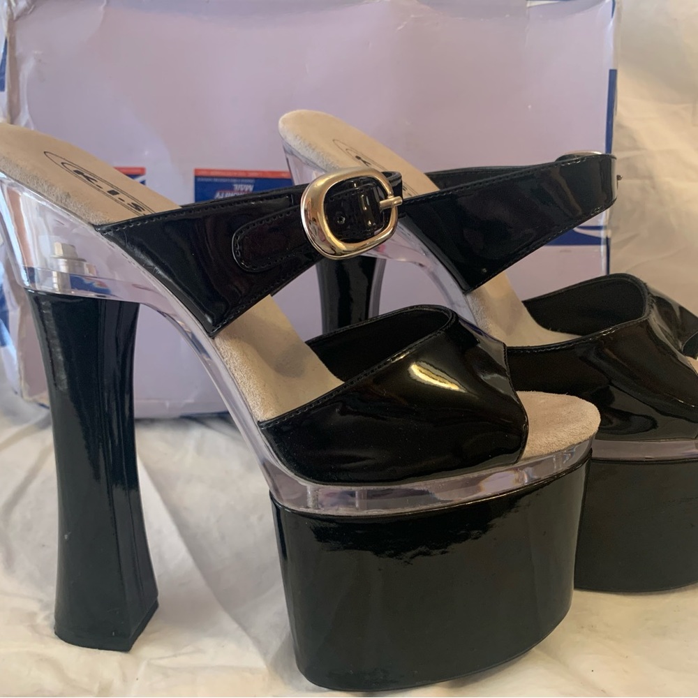 K.l.S Patent Leather and Lucite Platform Heels